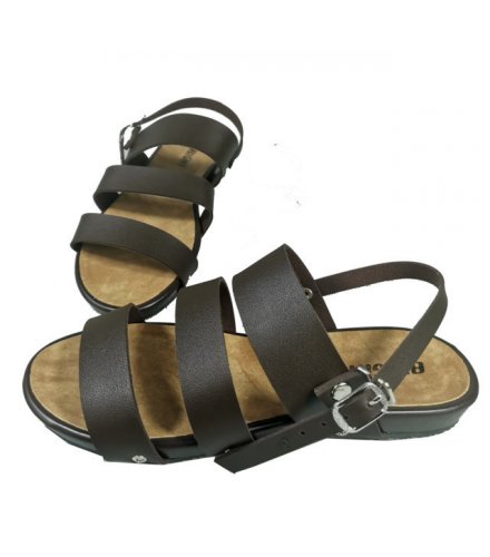 SH164 - Buckle Triple Strap Slide Sandals